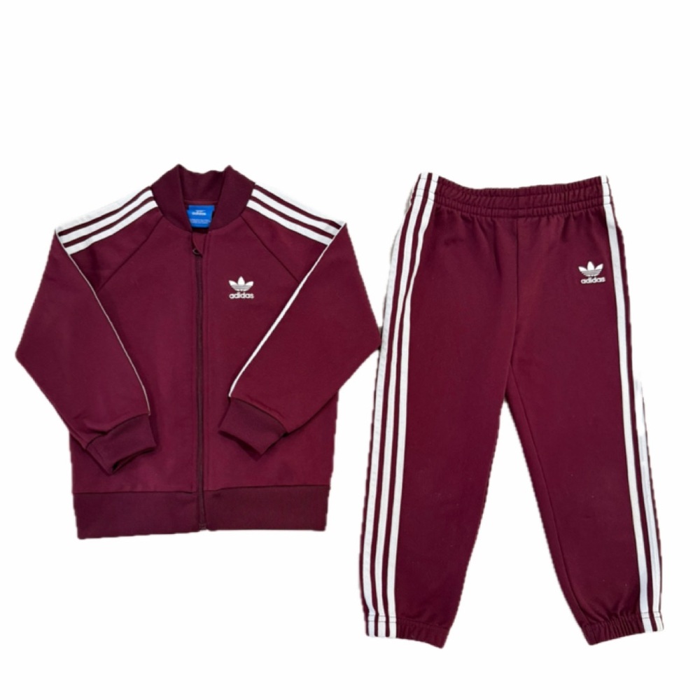 Adidas Kids Joggers Tracksuit (Burgundy)